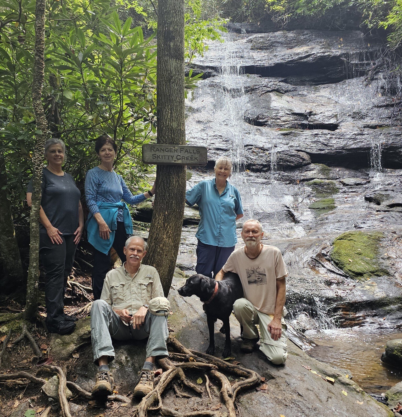 Today's hikers (L-R): Kim, Jenny, Mike, Renée and Matt & Toby