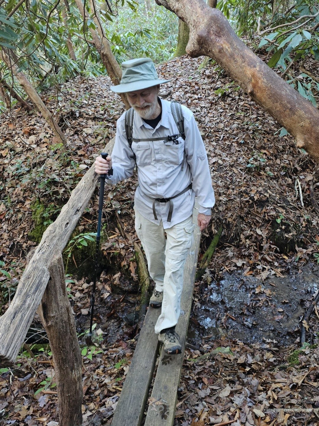 The Foothills Trail is well maintained with numerous small bridges across drainage swales.