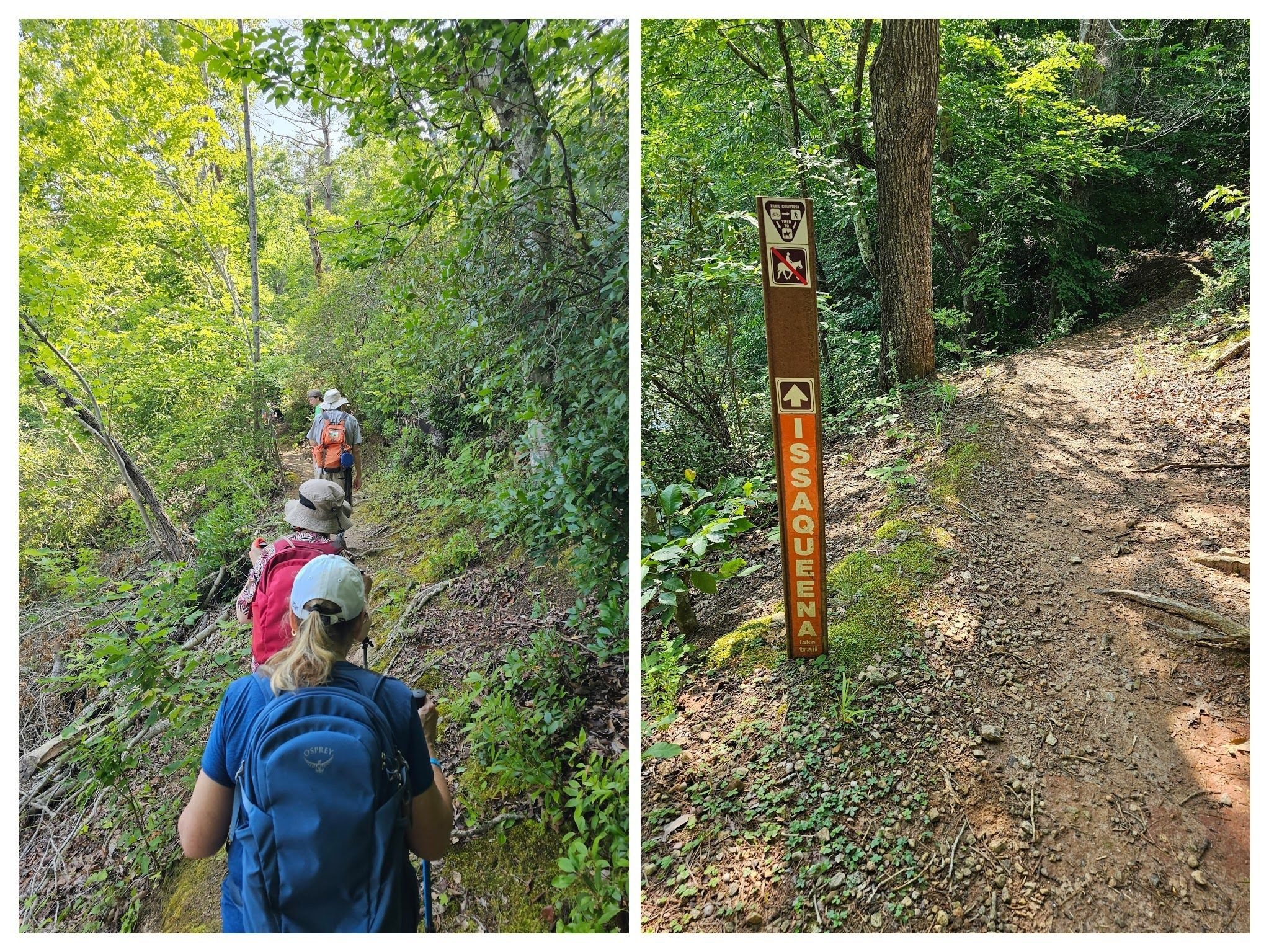 Now we're heading north on the Issaqueena Trail with a few narrow ledges along the way.