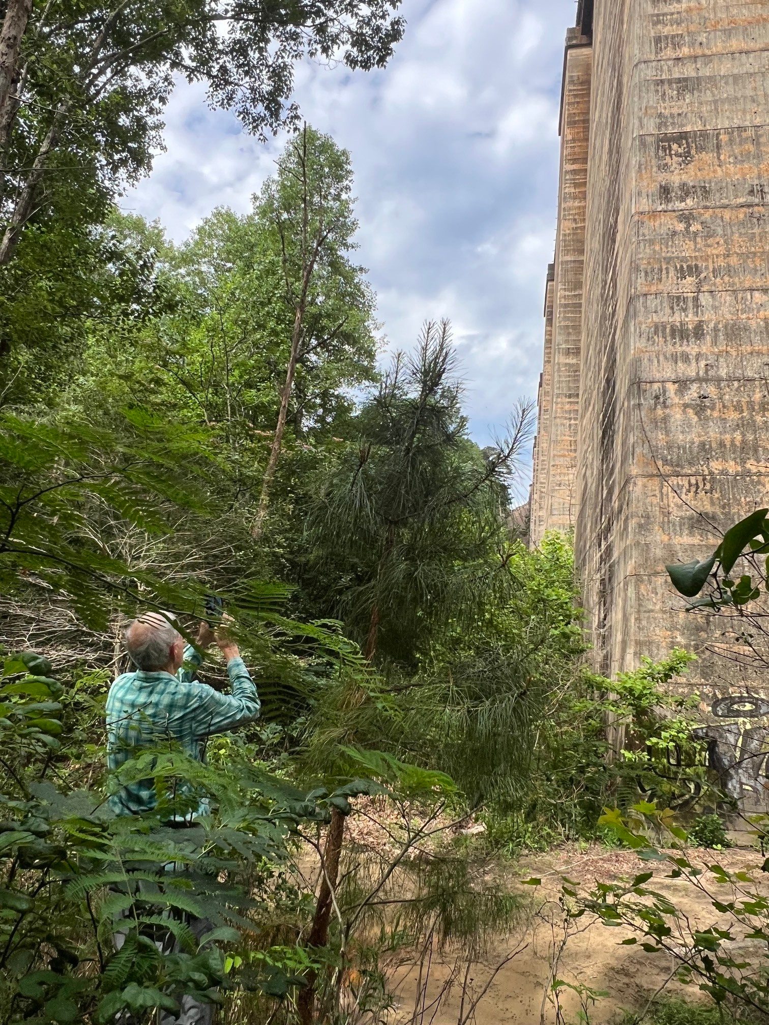 Bill Chism catching me trying to get a better photo of the trestle.