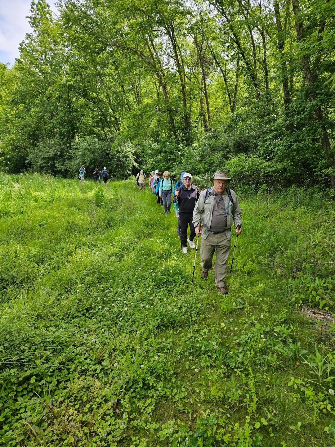 Finishing up our hike across a possible "food plot" since hunting is permitted in certain areas of this park.