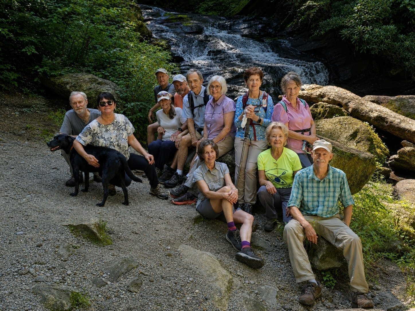 Today's Hikers (L-R) Back: Edwin, Claudia, Ken, Charles, Pam, Jenny & Renée; Front: Matt & Toby, Lynn, Beth H., Beth McD & Mike