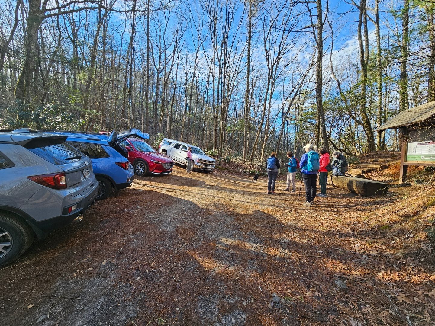 After a slow 1-mile bumpy drive on the last section of Charlies Creek Road, we finally made it to the Blue Ridge Gap trailhead.