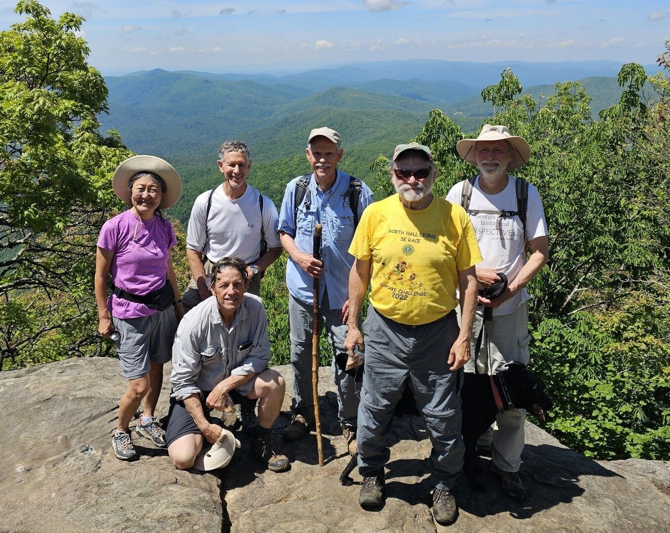 Today's hikers (L-R) Back: Linda, Jeff, Mike & Matt w/Toby; Front: Gregg & Jack